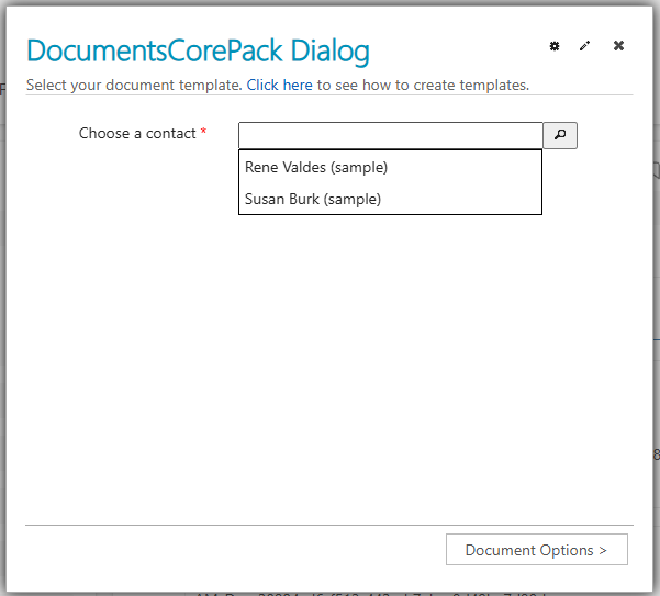 A lookup prompt in the DCP Dialog
