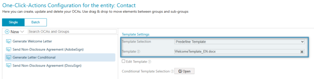 Setting our template in our OCA 