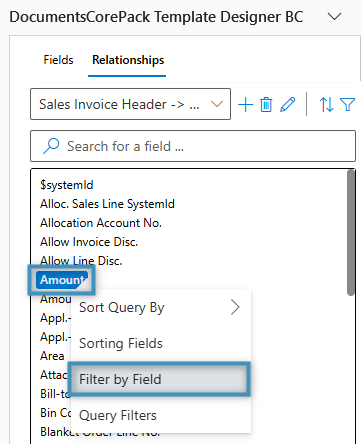 Filtering by field