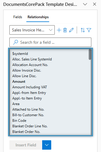 The fields list of our relationship