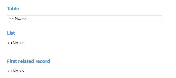 Differences between a table, list, and first related record