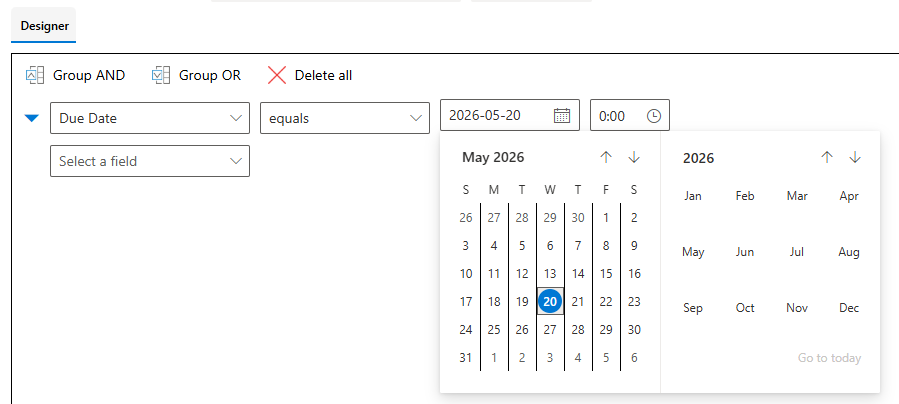 A condition that involves a date