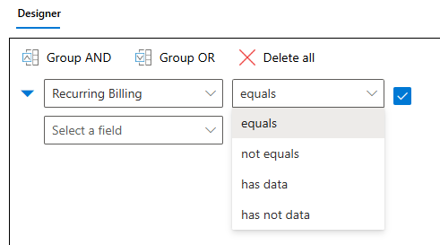 A boolean condition used to evaluate recurring billing