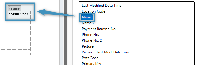 The Name field in our template