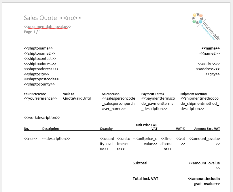 Sales Quote Template