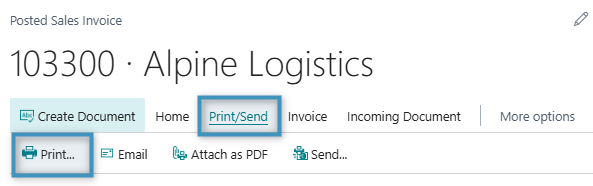 The Print/Send tab and the Print option highlighted