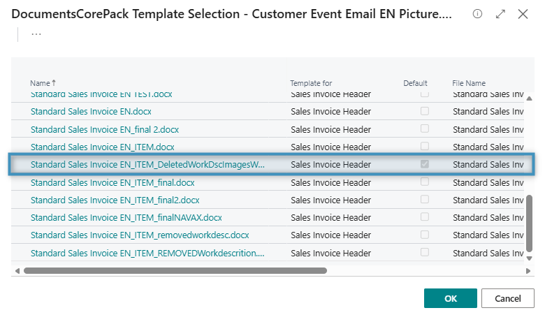 Selecting our email template