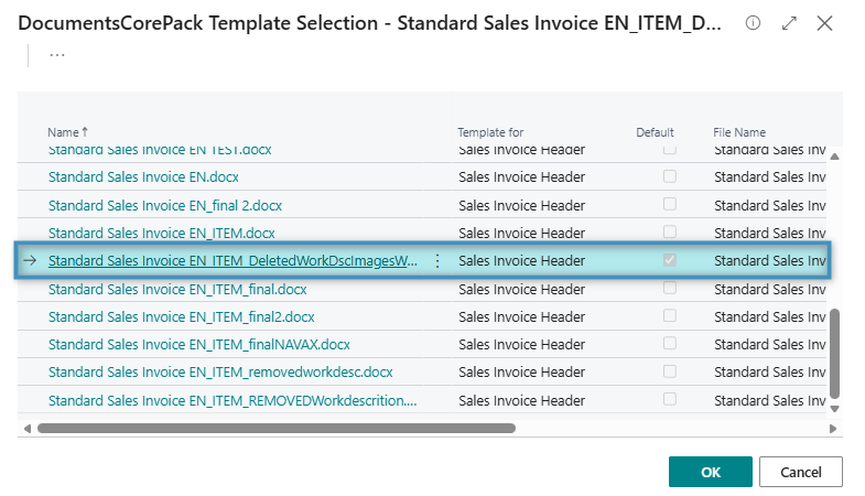 Selecting and setting our new DCP template as the default