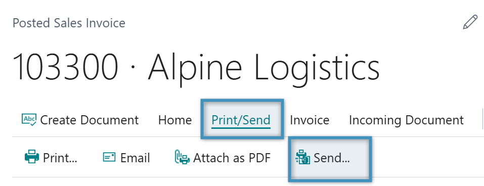 The Print/Send tab and Send option highlighted