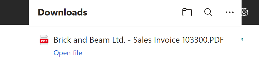 Our generated sales invoice available in the Downloads section