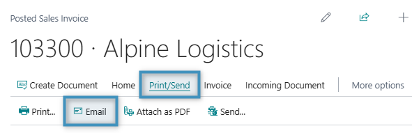 The Print/Send tab and the Email option highlighted