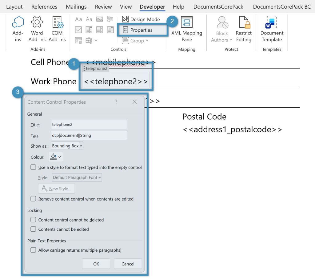 How to access Content Control Properties