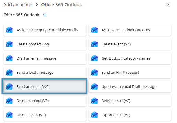 Adding the Send an email action